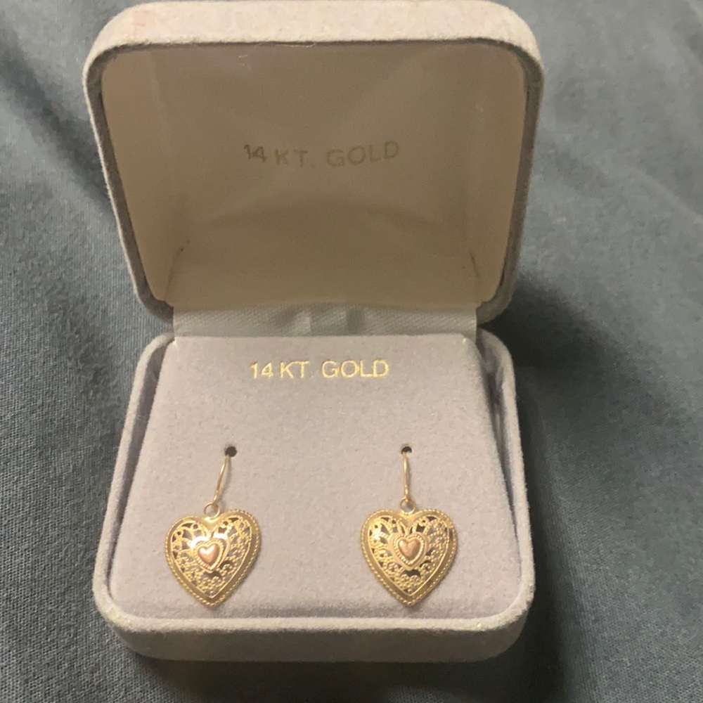 Gold Heart Earrings (New/Never worn)